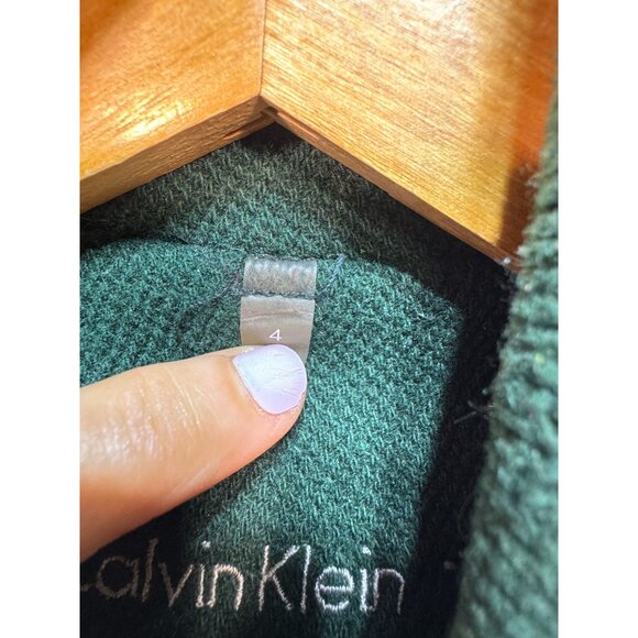 Calvin Klein Women's Wool Hooded Winter Coat Long Sleeve Sz 4 Sea Green Full Zip - Picture 4 of 14